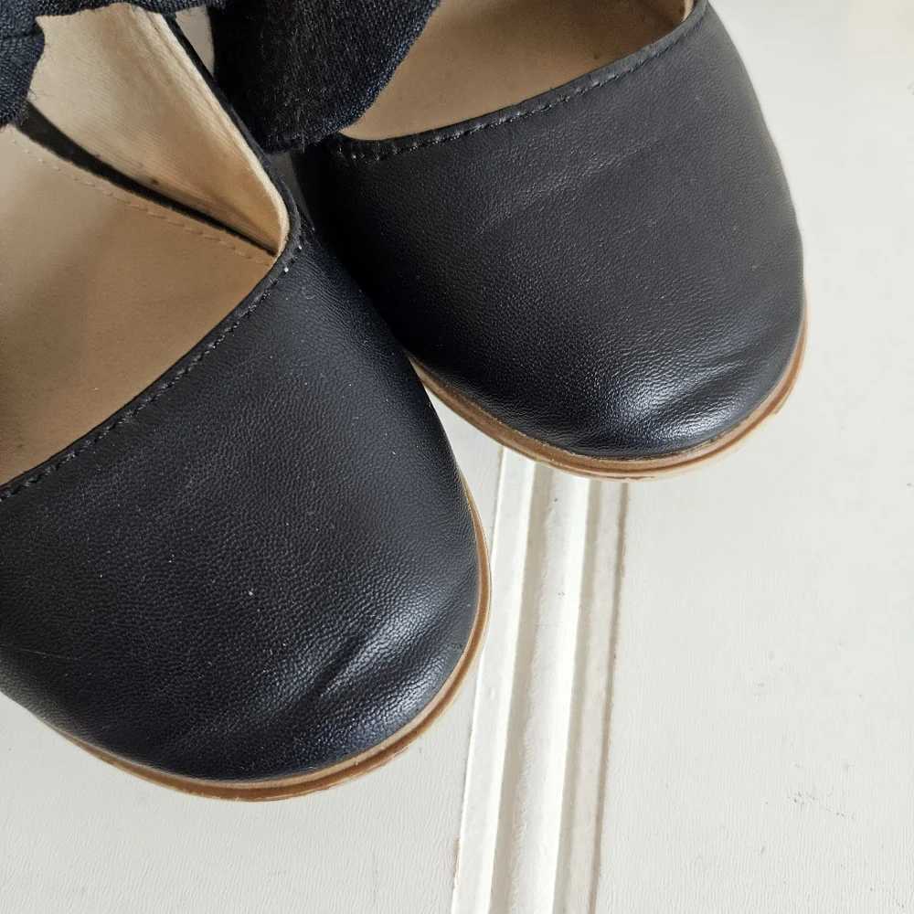 Zara Kids Ballet Flats Girls 33 1.5 Oversized Bow Balletcore Dress Shoes Black